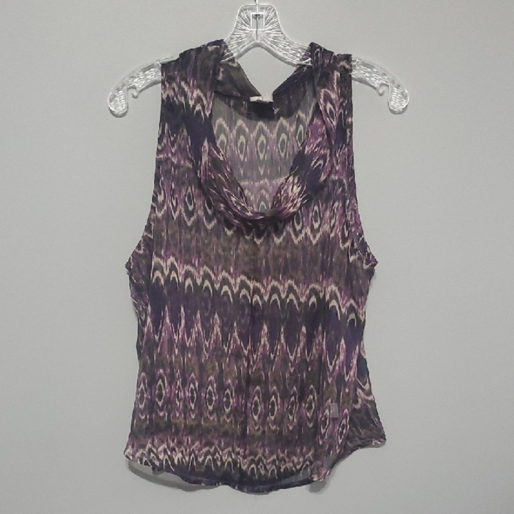 Converse One Star Top Womens‎ Size Xl X-large Purple Grey Black Abstract Sheer